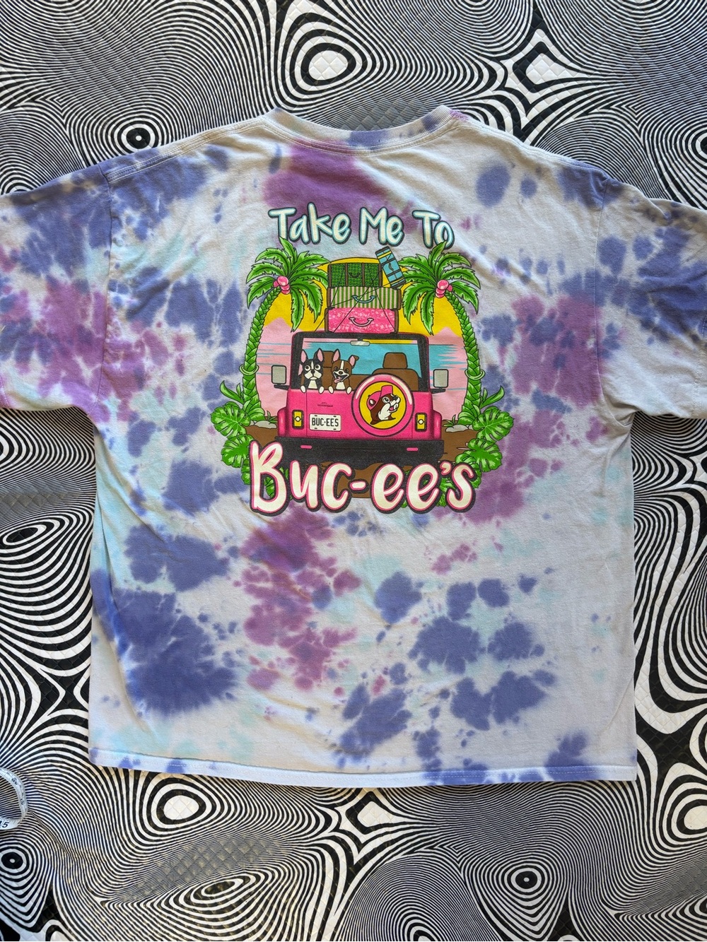 Buc-ee's Tie-Dye Short Sleeve Tee - Purple & Pink Graphic - Picture 1 of 6